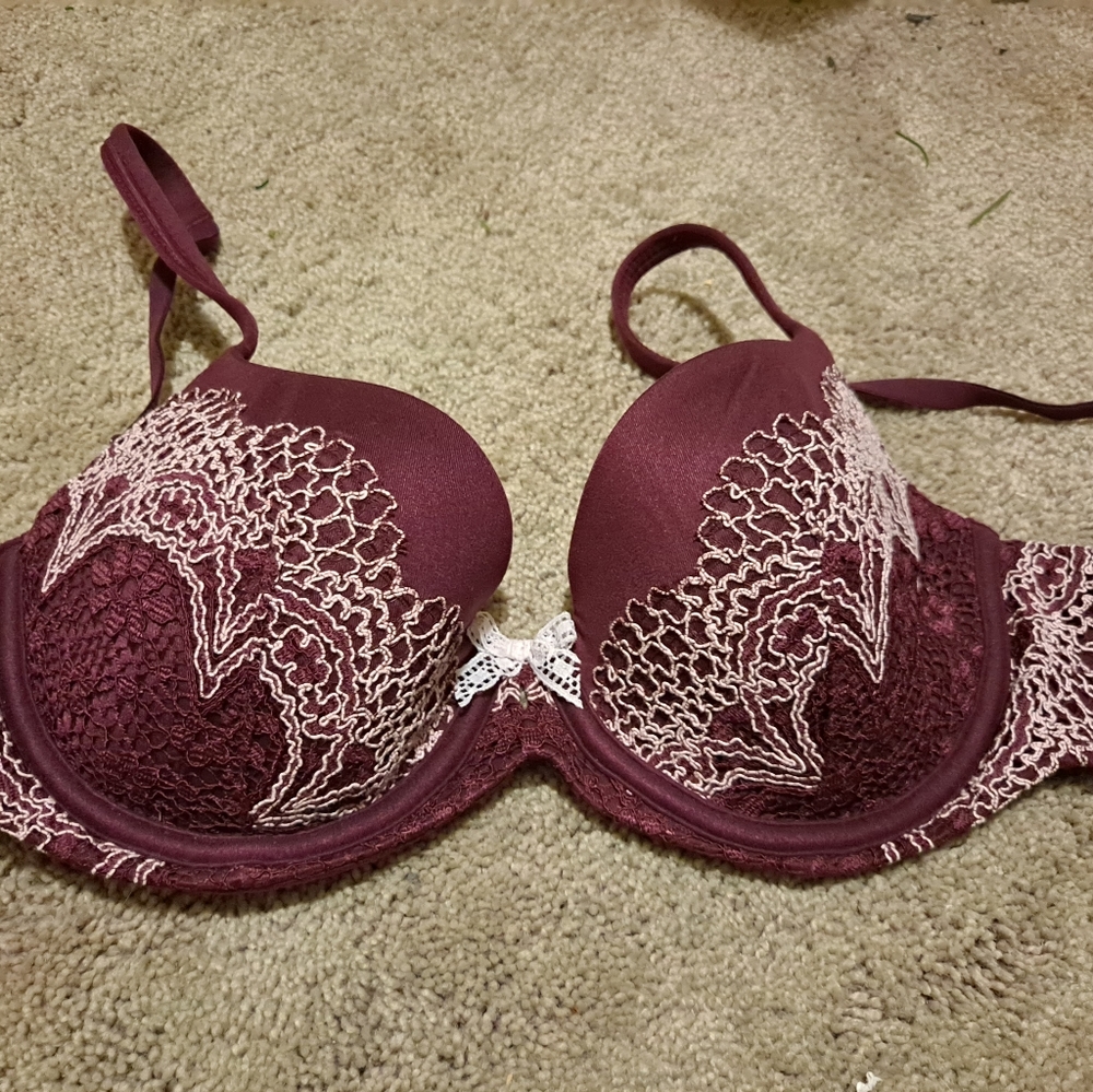 Victoria's Secrets Body by Victoria Lined Demi 34C Maroon Bra
